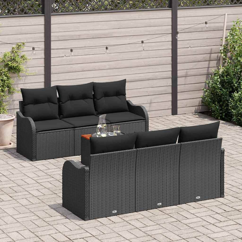 Sjedeća garnitura za vrt 7 kom. Crna poliratan 176 x 62 x 69 cm