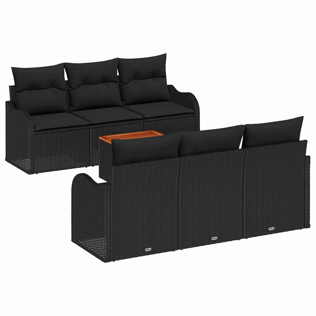 Sjedeća garnitura za vrt 7 kom. Crna poliratan 176 x 62 x 69 cm