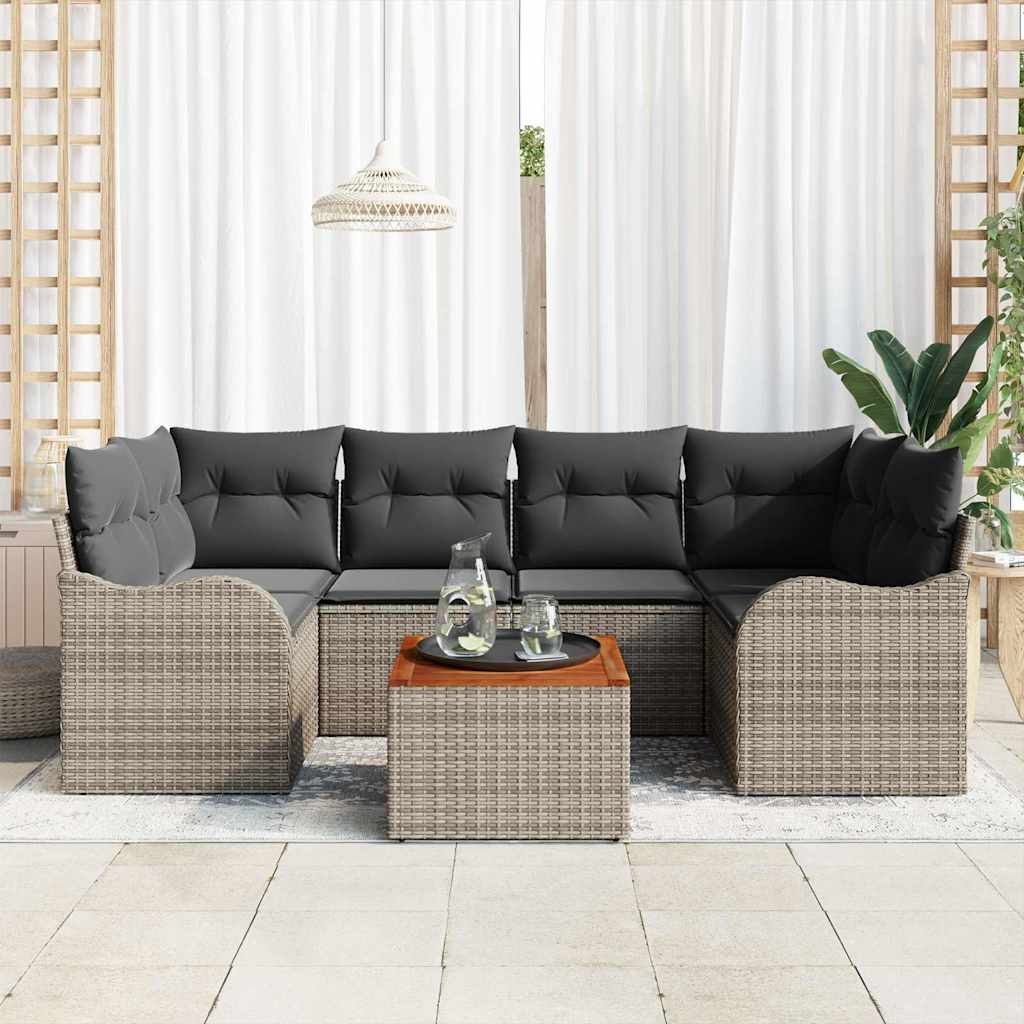 Sjedeća garnitura za vrt 7 kom. Siva poliratan 234 x 122.5 x 69 cm
