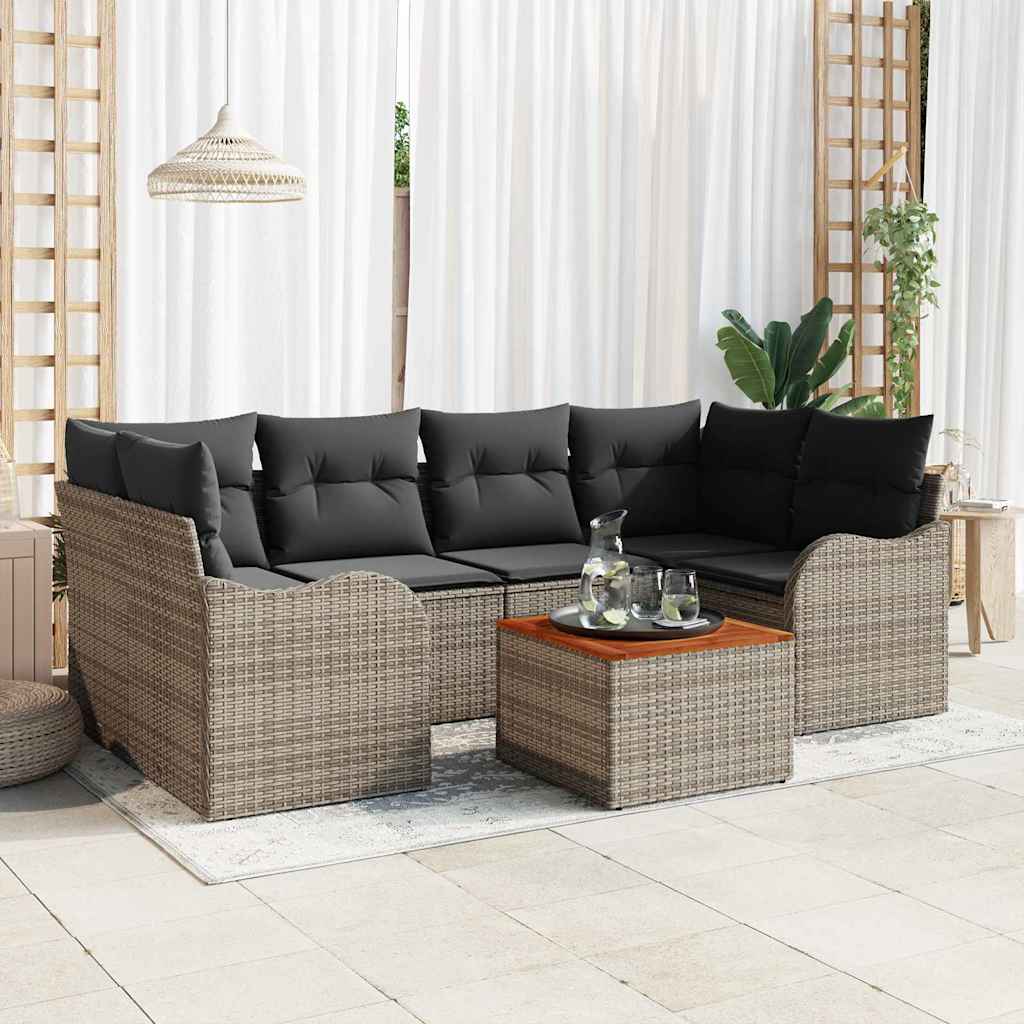 Sjedeća garnitura za vrt 7 kom. Siva poliratan 234 x 122.5 x 69 cm