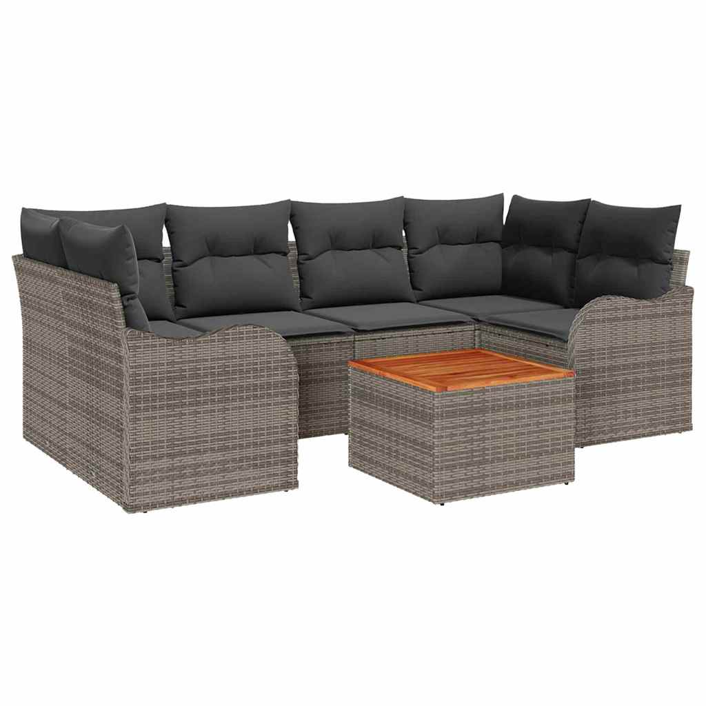 Sjedeća garnitura za vrt 7 kom. Siva poliratan 234 x 122.5 x 69 cm