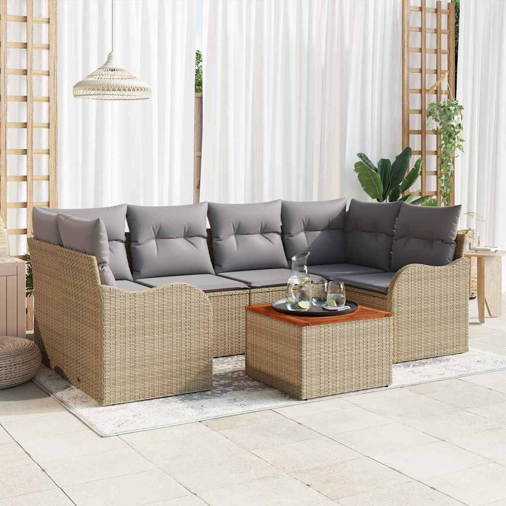 Sjedeća garnitura za vrt 7 kom. Bež i svijetlo siva poliratan 234 x 122.5 x 69 cm
