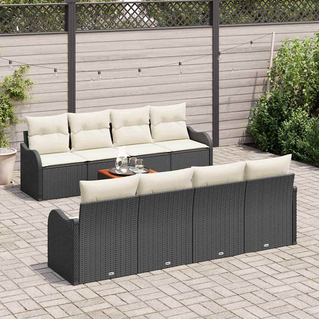 Sjedeća garnitura za vrt 9 kom. Crna i Krema poliratan 231 x 62 x 69 cm