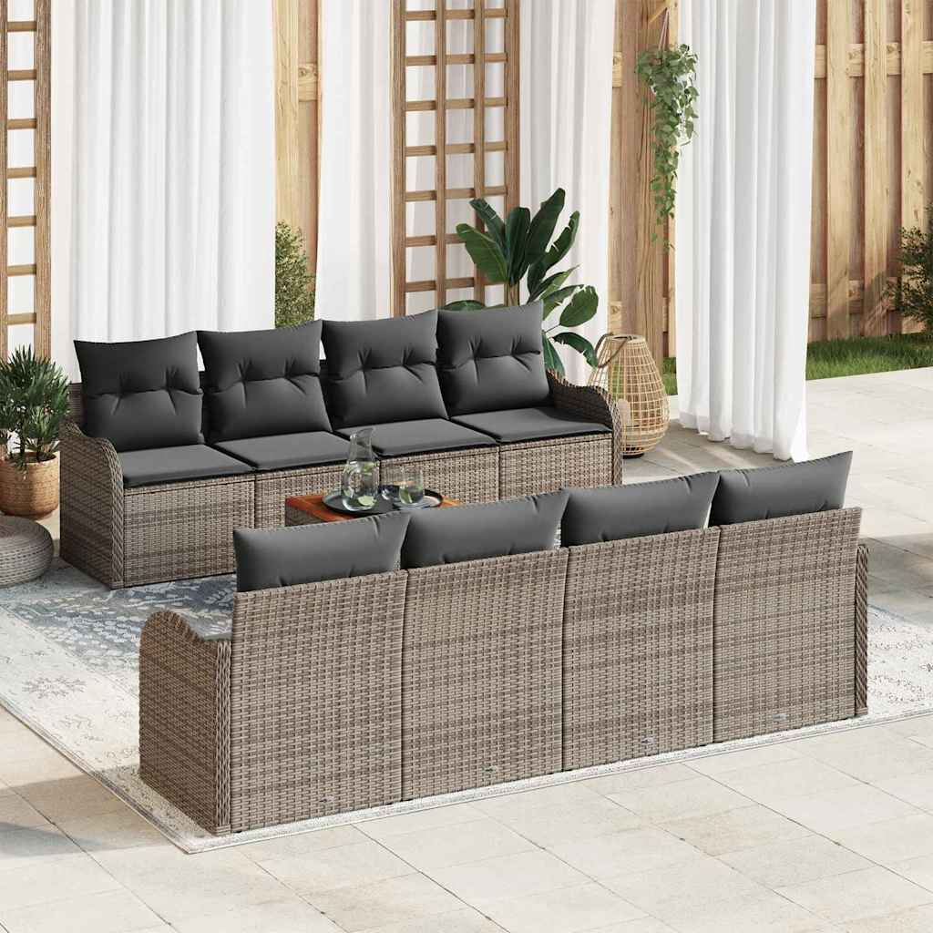 Sjedeća garnitura za vrt 9 kom. Siva poliratan 231 x 62 x 69 cm