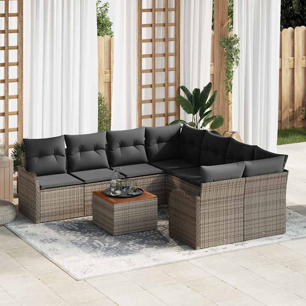 Sjedeća garnitura za vrt 9 kom. Siva poliratan 232.5 x 234 x 69 cm