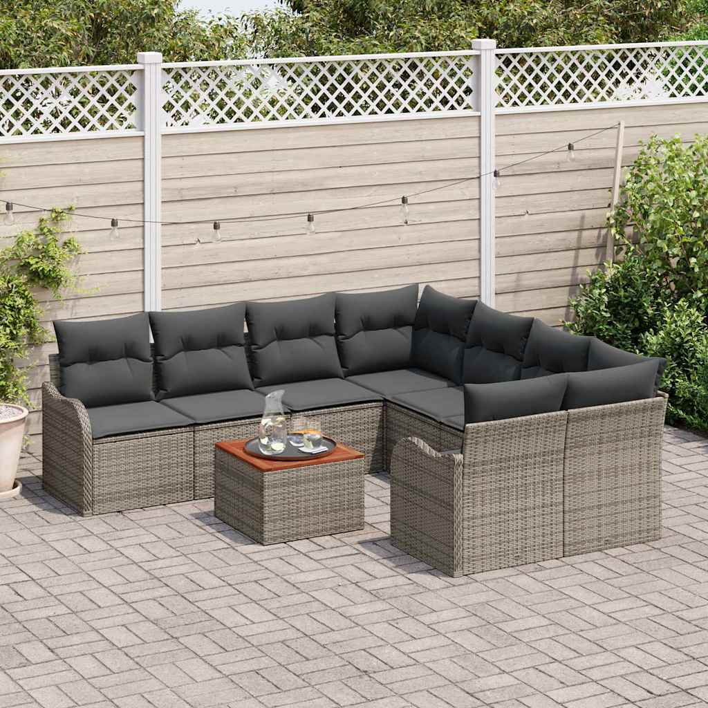 Sjedeća garnitura za vrt 9 kom. Siva poliratan 232.5 x 234 x 69 cm