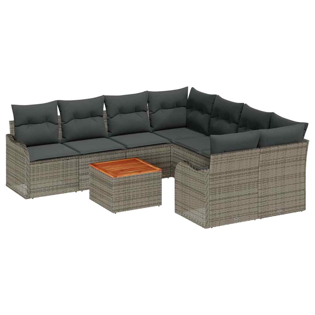 Sjedeća garnitura za vrt 9 kom. Siva poliratan 232.5 x 234 x 69 cm