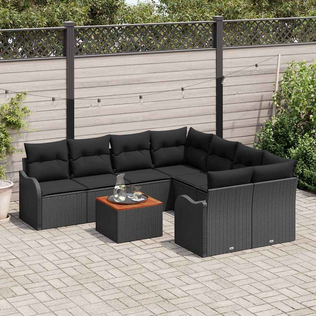 Sjedeća garnitura za vrt 9 kom. Crna poliratan 232.5 x 234 x 69 cm