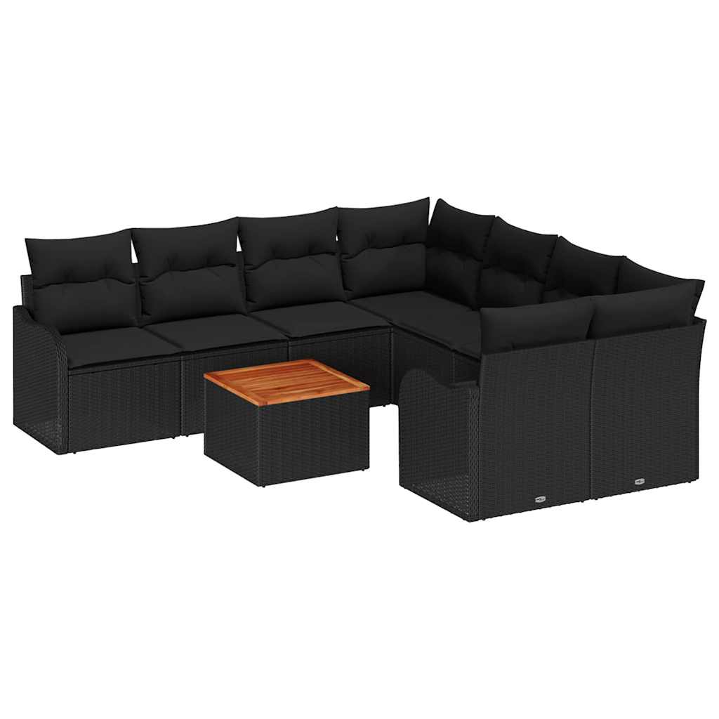 Sjedeća garnitura za vrt 9 kom. Crna poliratan 232.5 x 234 x 69 cm