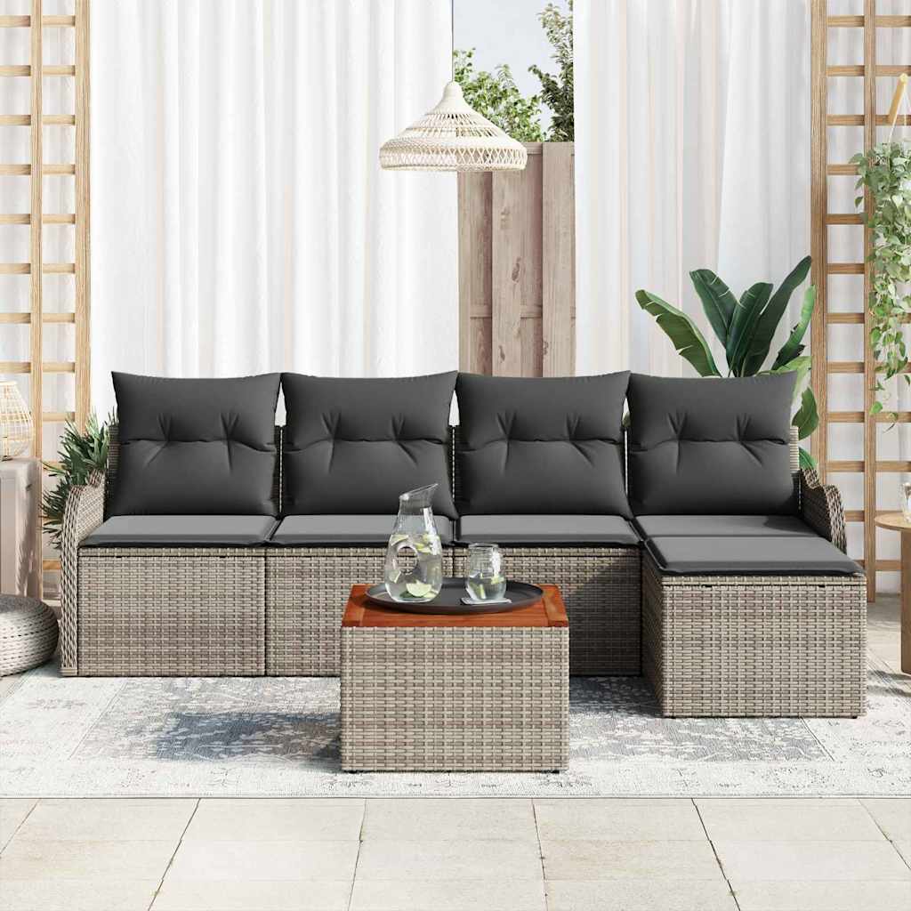 Sjedeća garnitura za vrt 6 kom. Siva poliratan 231 x 62 x 69 cm