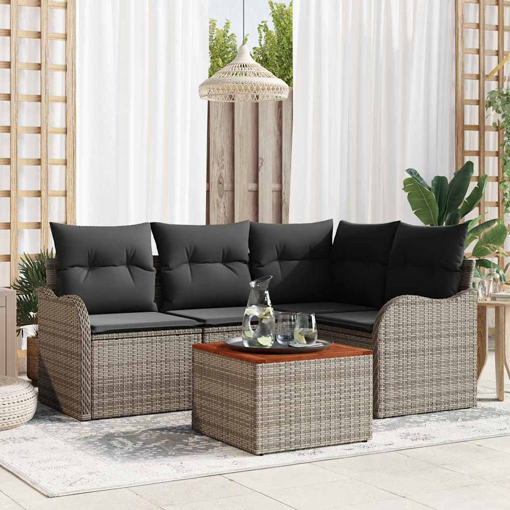 Sjedeća garnitura za vrt 5 kom. Siva poliratan 177,5 x 122,5 x 69 cm