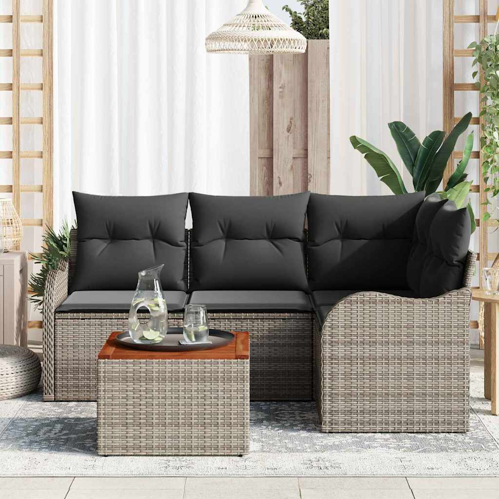 Sjedeća garnitura za vrt 5 kom. Siva poliratan 177,5 x 122,5 x 69 cm