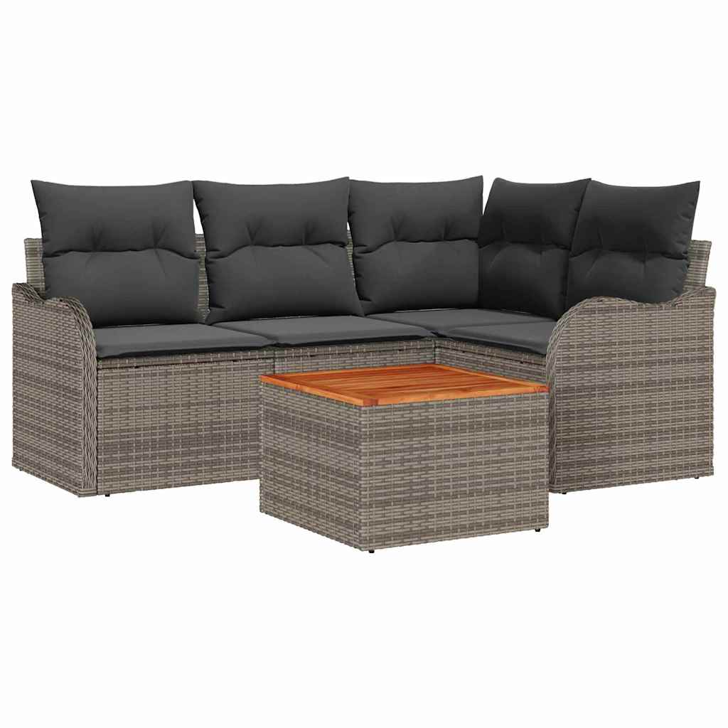 Sjedeća garnitura za vrt 5 kom. Siva poliratan 177,5 x 122,5 x 69 cm