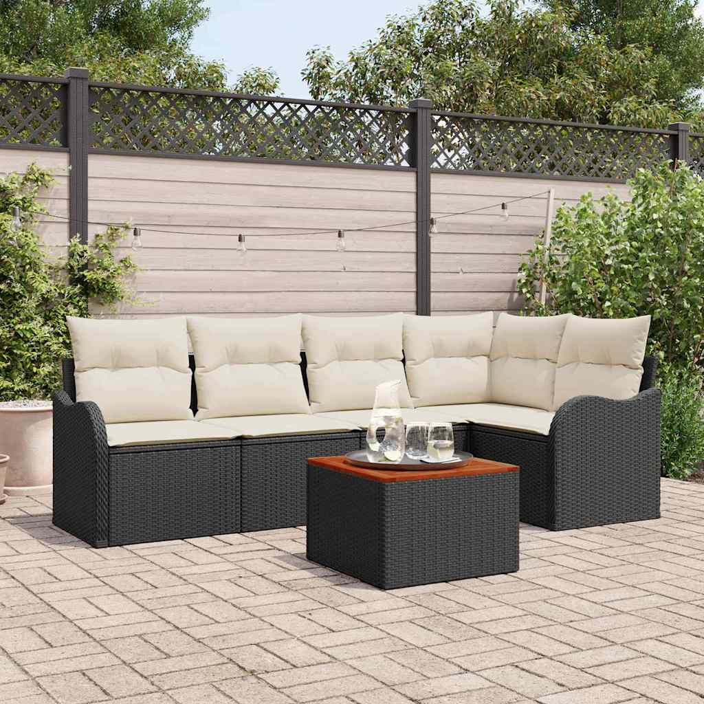 Sjedeća garnitura za vrt 6 kom. Crna i Krema poliratan 232,5 x 122,5 x 69 cm