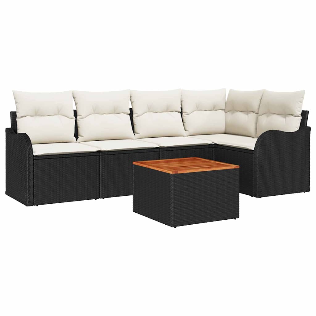 Sjedeća garnitura za vrt 6 kom. Crna i Krema poliratan 232,5 x 122,5 x 69 cm