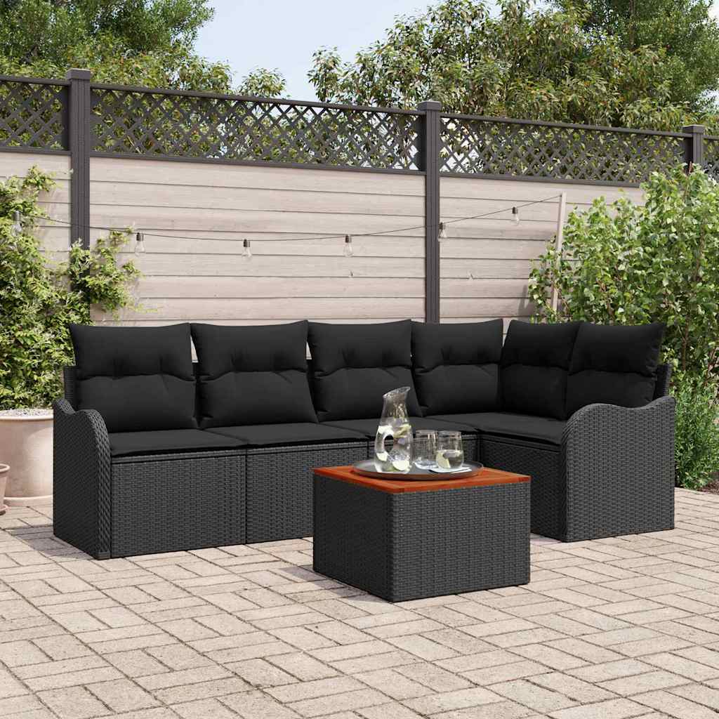 Sjedeća garnitura za vrt 6 kom. Crna poliratan 232,5 x 122,5 x 69 cm