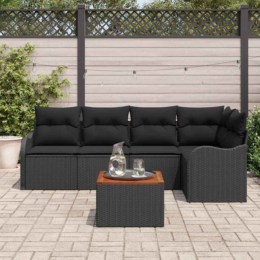 Sjedeća garnitura za vrt 6 kom. Crna poliratan 232,5 x 122,5 x 69 cm