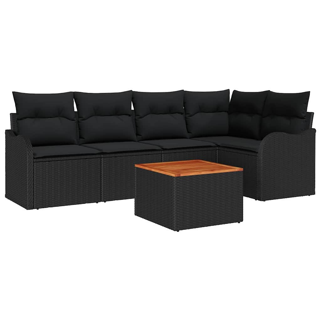 Sjedeća garnitura za vrt 6 kom. Crna poliratan 232,5 x 122,5 x 69 cm