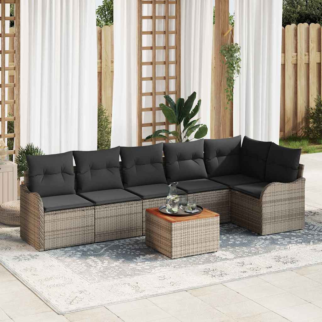 Sjedeća garnitura za vrt 7 kom. Siva poliratan 287,5 x 122,5 x 69 cm