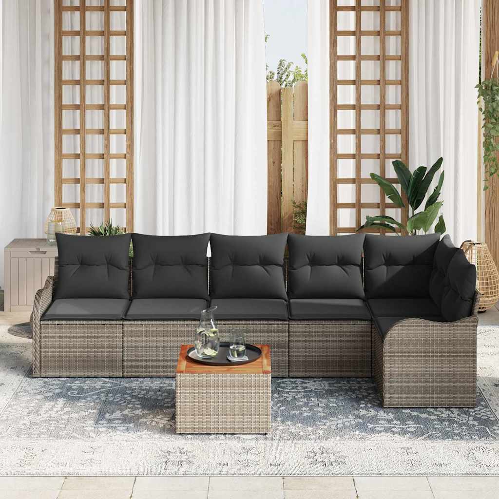 Sjedeća garnitura za vrt 7 kom. Siva poliratan 287,5 x 122,5 x 69 cm