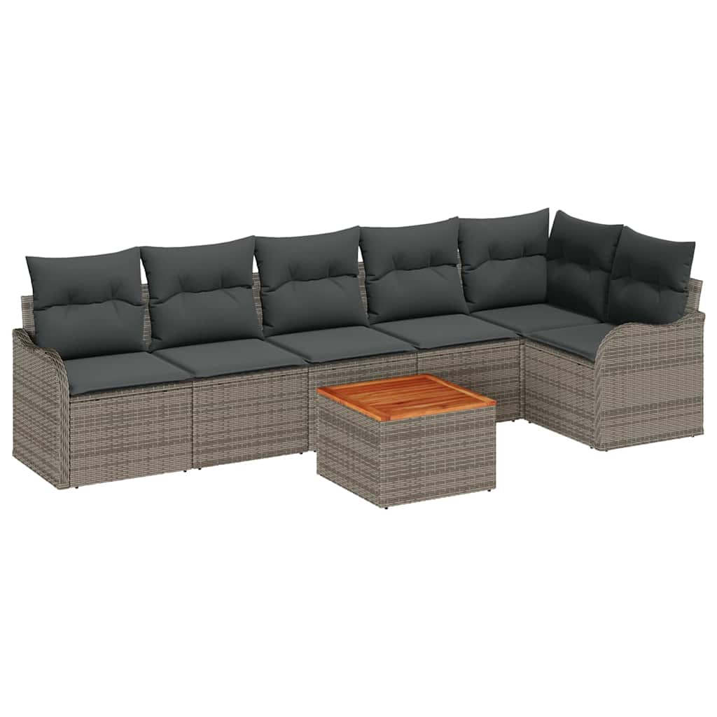 Sjedeća garnitura za vrt 7 kom. Siva poliratan 287,5 x 122,5 x 69 cm