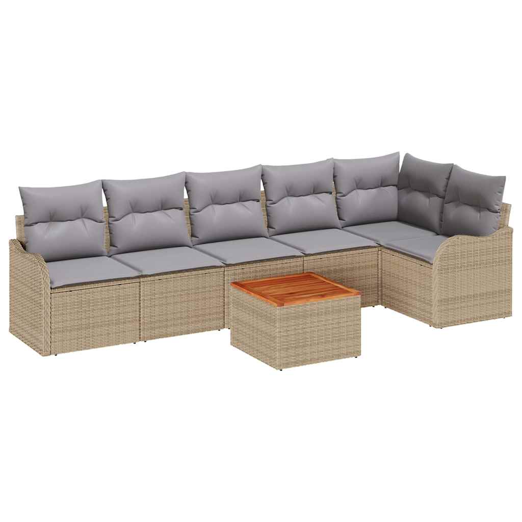 Sjedeća garnitura za vrt 7 kom. Bež i svijetlo siva poliratan 287,5 x 122,5 x 69 cm