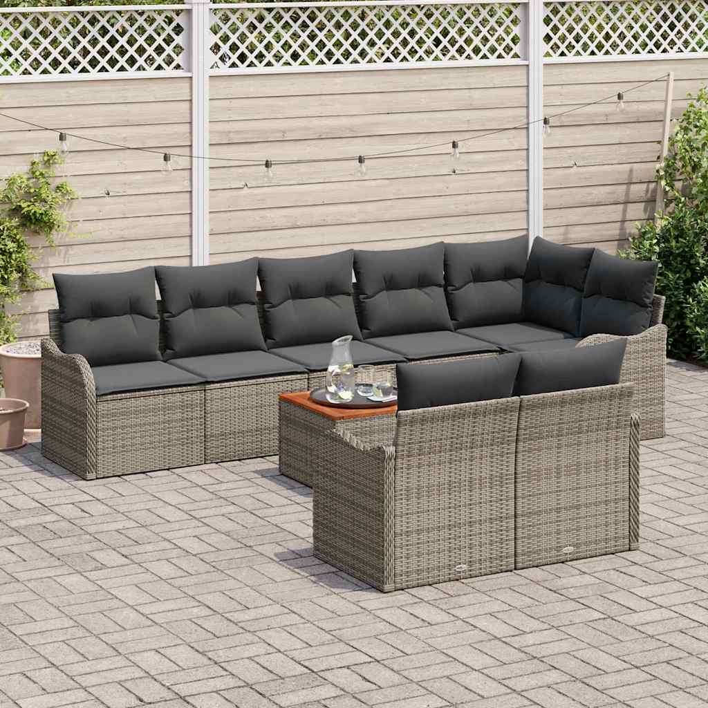 Sjedeća garnitura za vrt 9 kom. Siva poliratan 287,5 x 122,5 x 69 cm