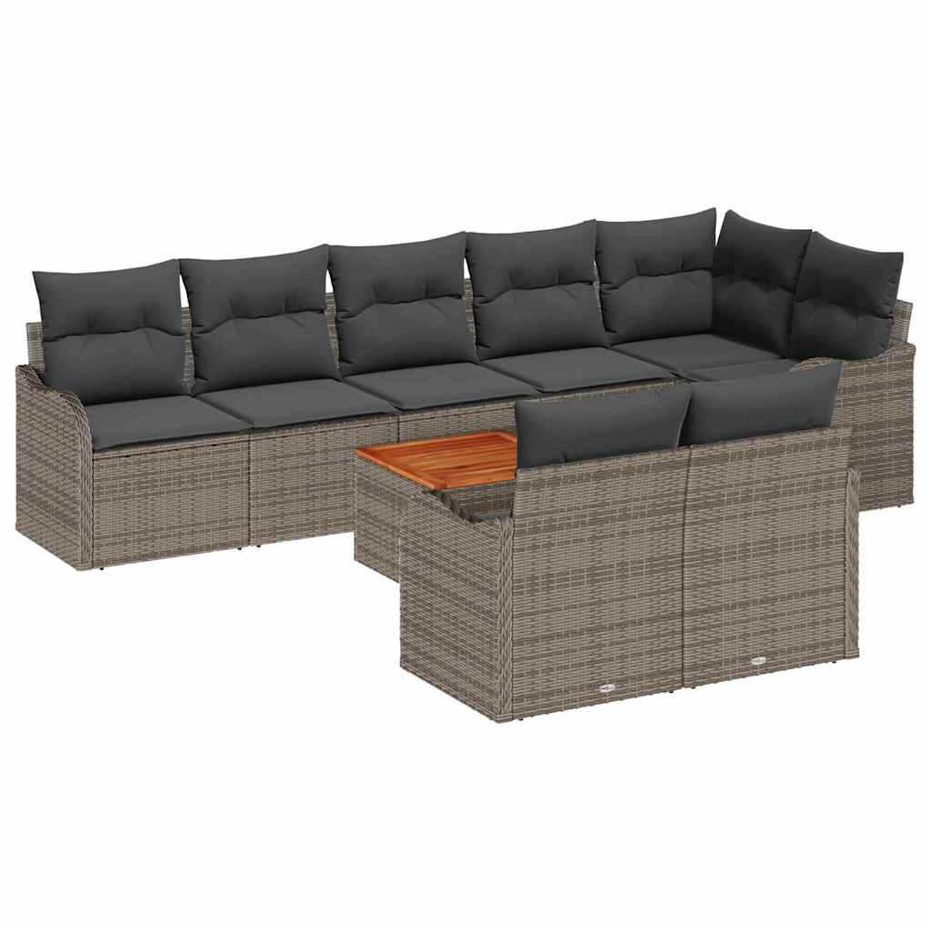 Sjedeća garnitura za vrt 9 kom. Siva poliratan 287,5 x 122,5 x 69 cm