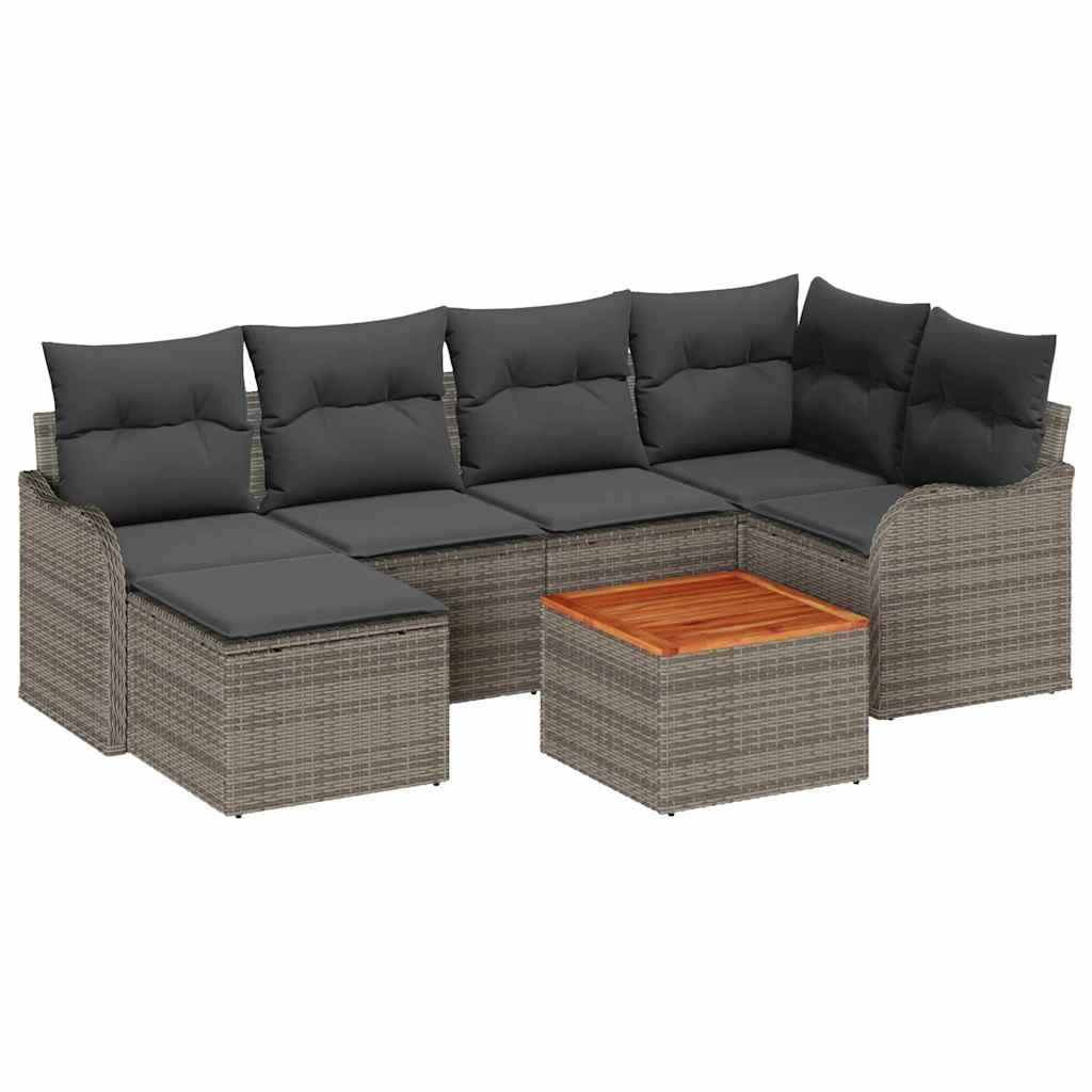 Sjedeća garnitura za vrt 7 kom. Siva poliratan 232,5 x 122,5 x 69 cm