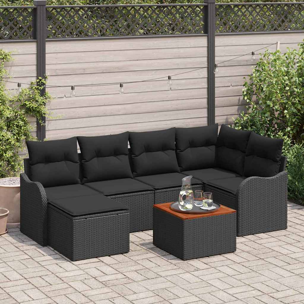 Sjedeća garnitura za vrt 7 kom. Crna poliratan 232,5 x 122,5 x 69 cm