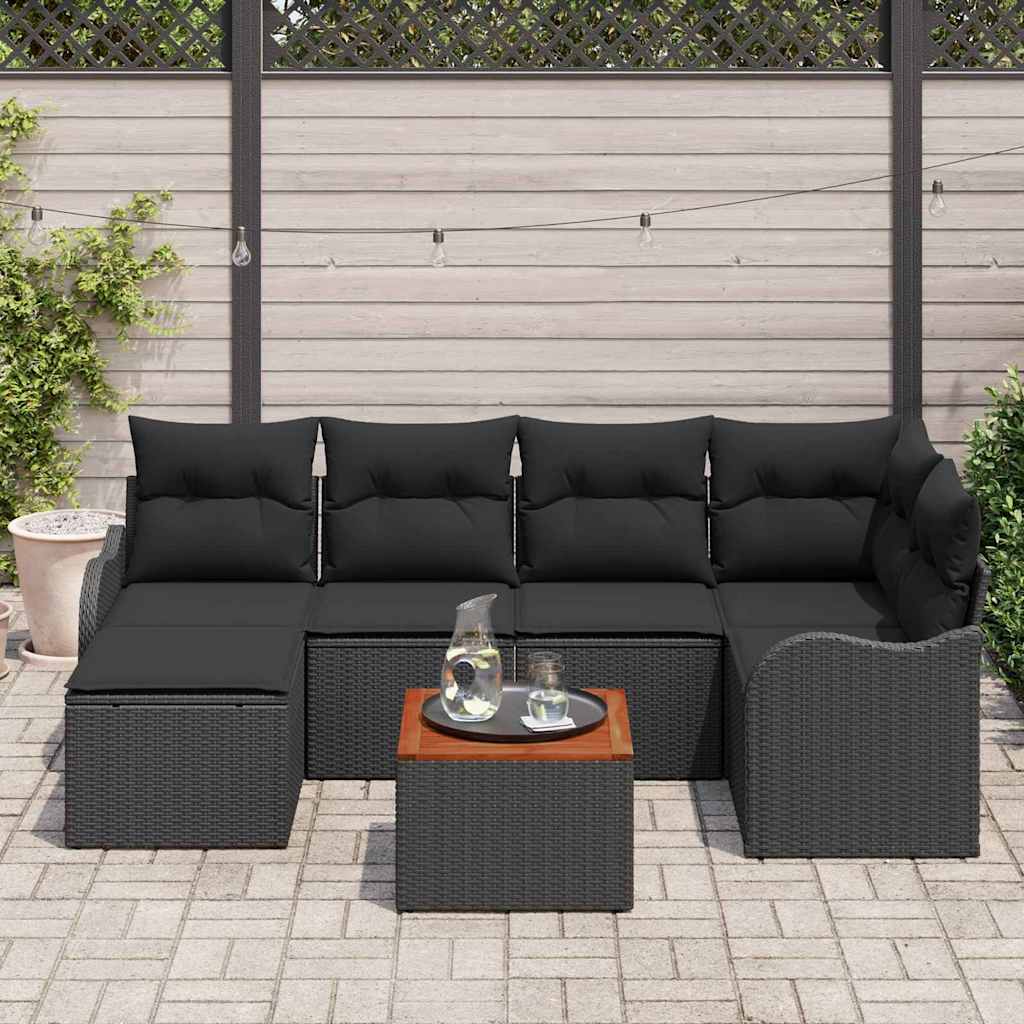 Sjedeća garnitura za vrt 7 kom. Crna poliratan 232,5 x 122,5 x 69 cm