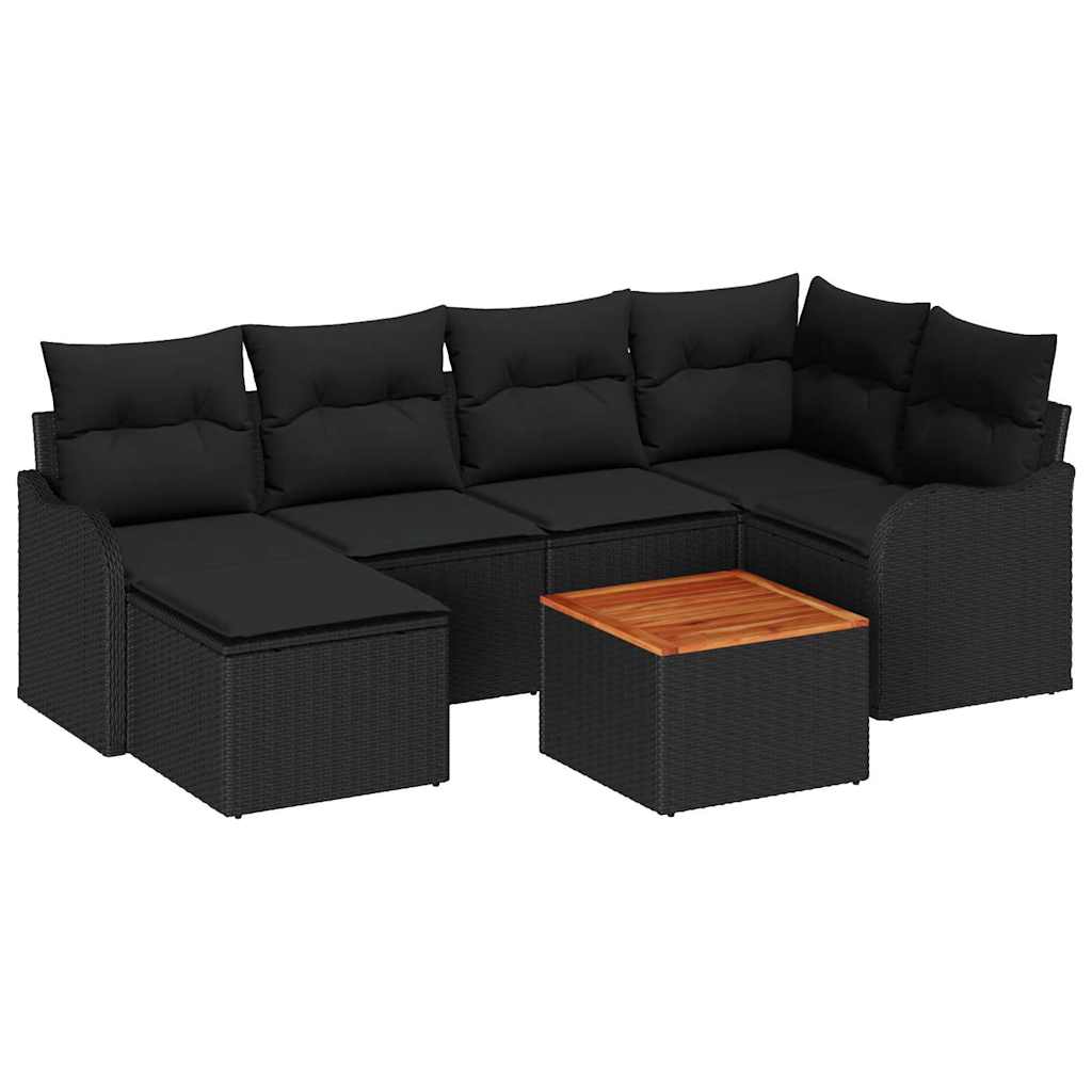 Sjedeća garnitura za vrt 7 kom. Crna poliratan 232,5 x 122,5 x 69 cm