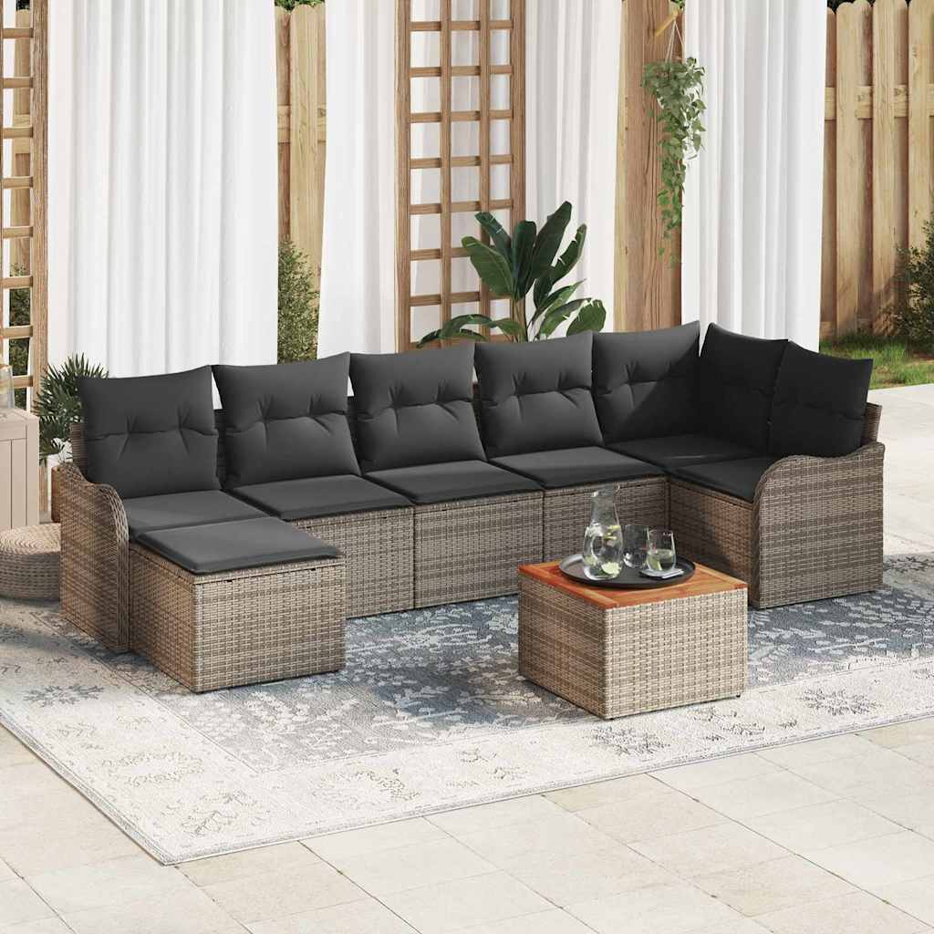 Sjedeća garnitura za vrt 8 kom. Siva poliratan 287,5 x 122,5 x 69 cm