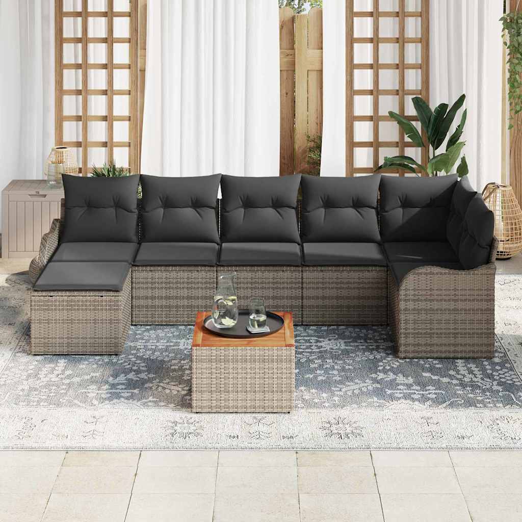 Sjedeća garnitura za vrt 8 kom. Siva poliratan 287,5 x 122,5 x 69 cm