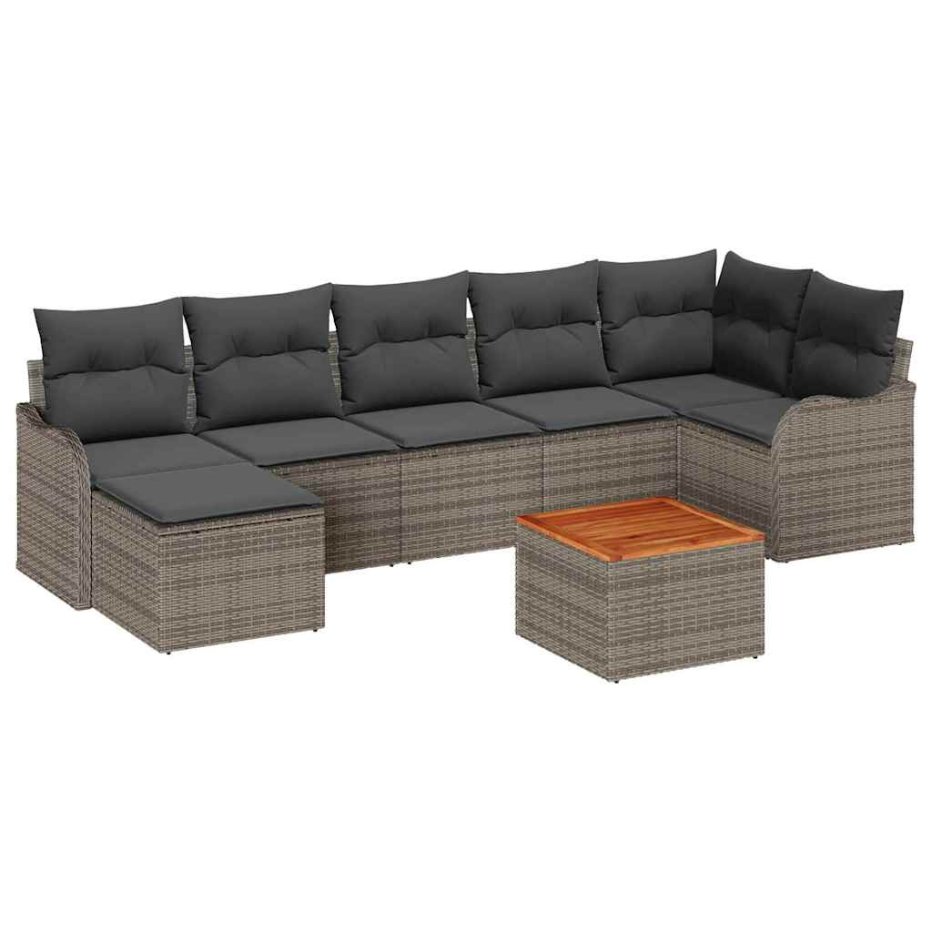 Sjedeća garnitura za vrt 8 kom. Siva poliratan 287,5 x 122,5 x 69 cm