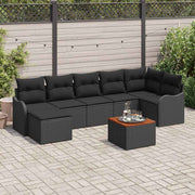 Sjedeća garnitura za vrt 8 kom. Crna poliratan 287,5 x 122,5 x 69 cm