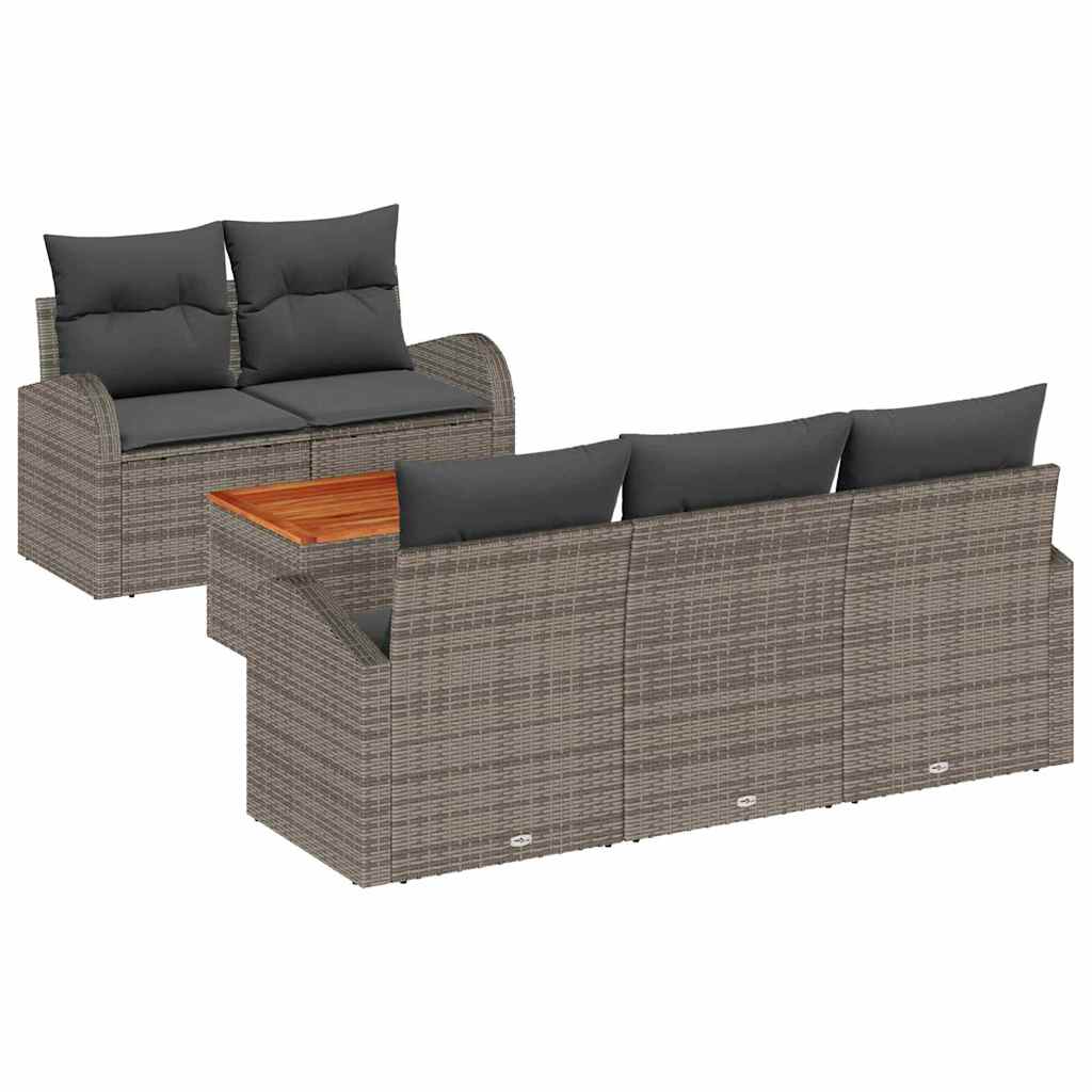 Sjedeća garnitura za vrt 6 kom. Siva poliratan 179 x 62 x 69 cm
