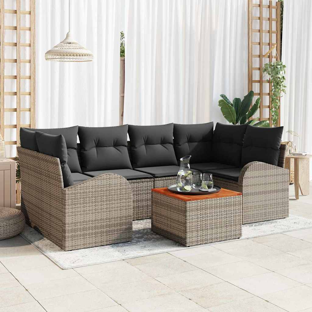Sjedeća garnitura za vrt 7 kom. Siva poliratan 234 x 124 x 69 cm
