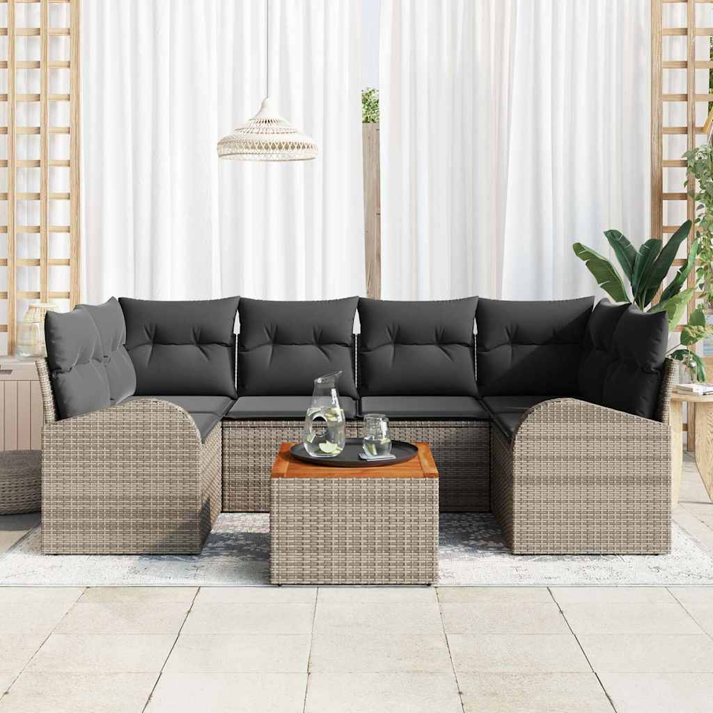 Sjedeća garnitura za vrt 7 kom. Siva poliratan 234 x 124 x 69 cm