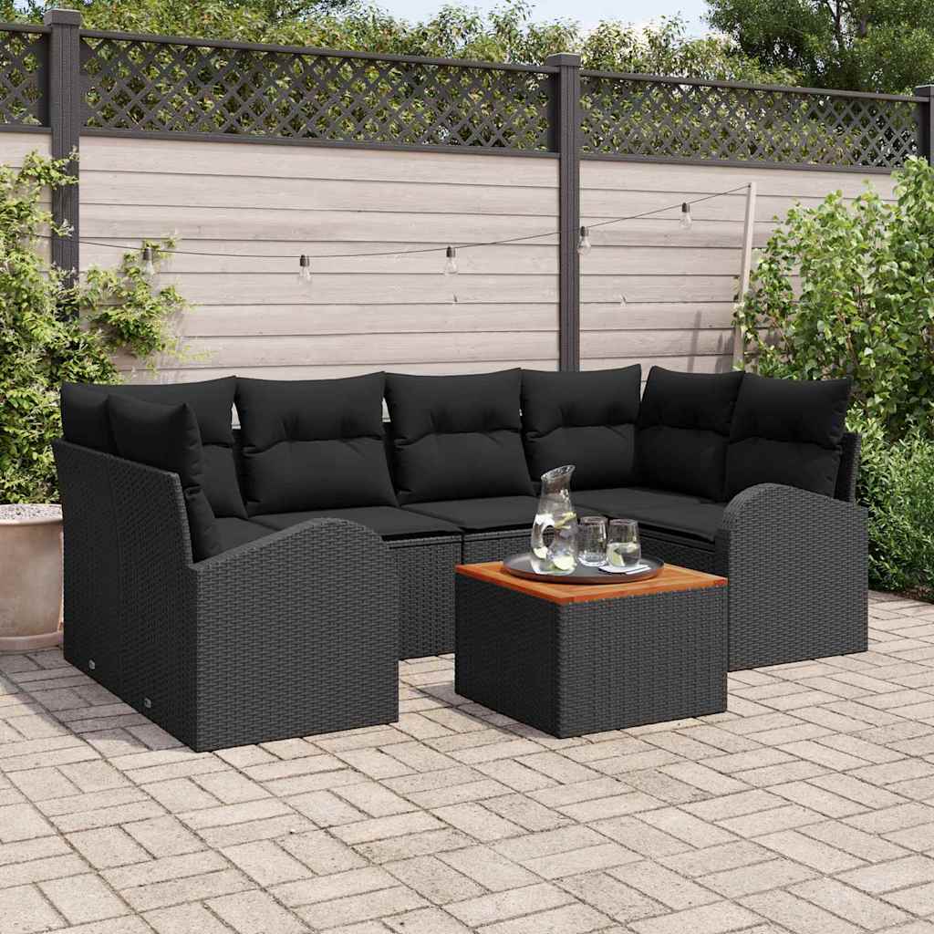 Sjedeća garnitura za vrt 7 kom. Crna poliratan 234 x 124 x 69 cm