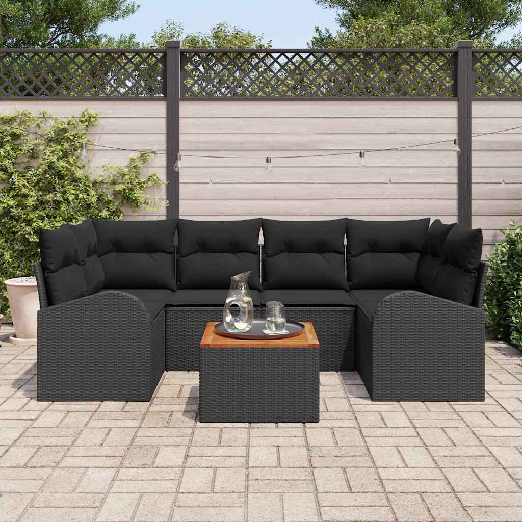 Sjedeća garnitura za vrt 7 kom. Crna poliratan 234 x 124 x 69 cm