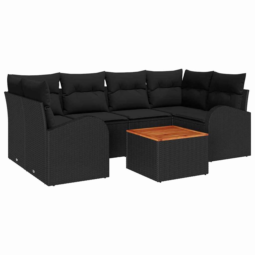 Sjedeća garnitura za vrt 7 kom. Crna poliratan 234 x 124 x 69 cm