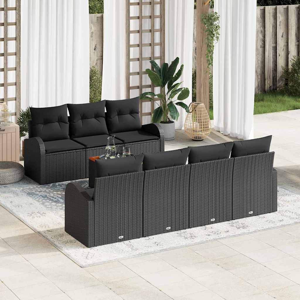 Sjedeća garnitura za vrt 8 kom. Crna poliratan 234 x 62 x 69 cm