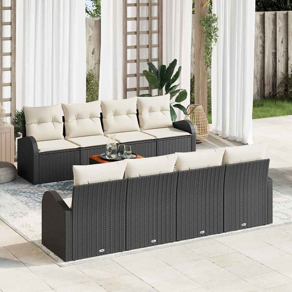 Sjedeća garnitura za vrt 9 kom. Crna i Krema poliratan 234 x 62 x 69 cm