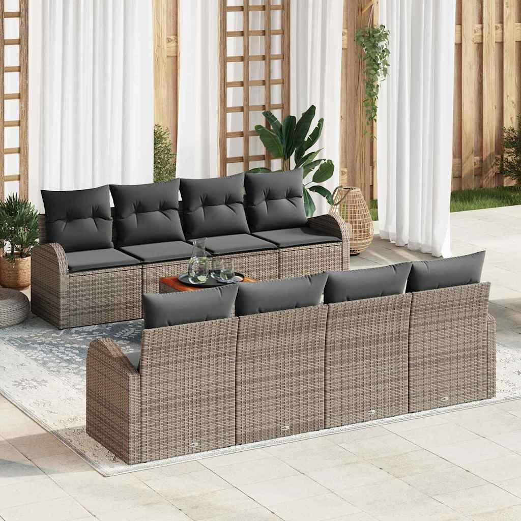 Sjedeća garnitura za vrt 9 kom. Siva poliratan 234 x 62 x 69 cm