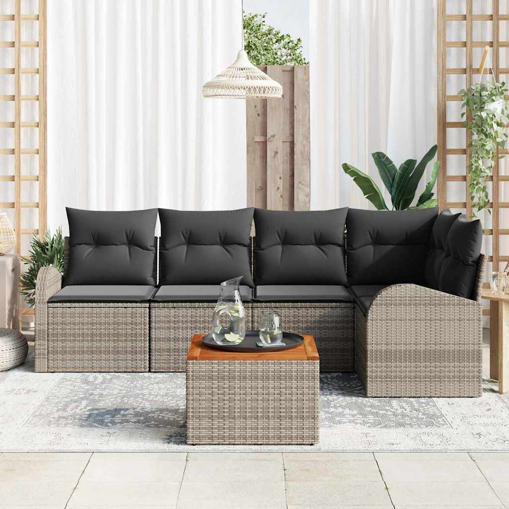 Sjedeća garnitura za vrt 6 kom. Siva poliratan 234 x 124 x 69 cm