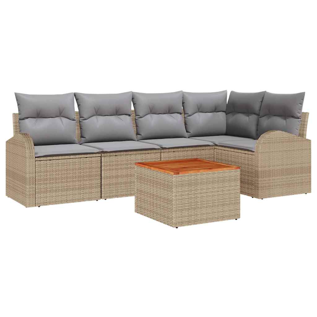 Sjedeća garnitura za vrt 6 kom. Bež i svijetlo siva poliratan 234 x 124 x 69 cm