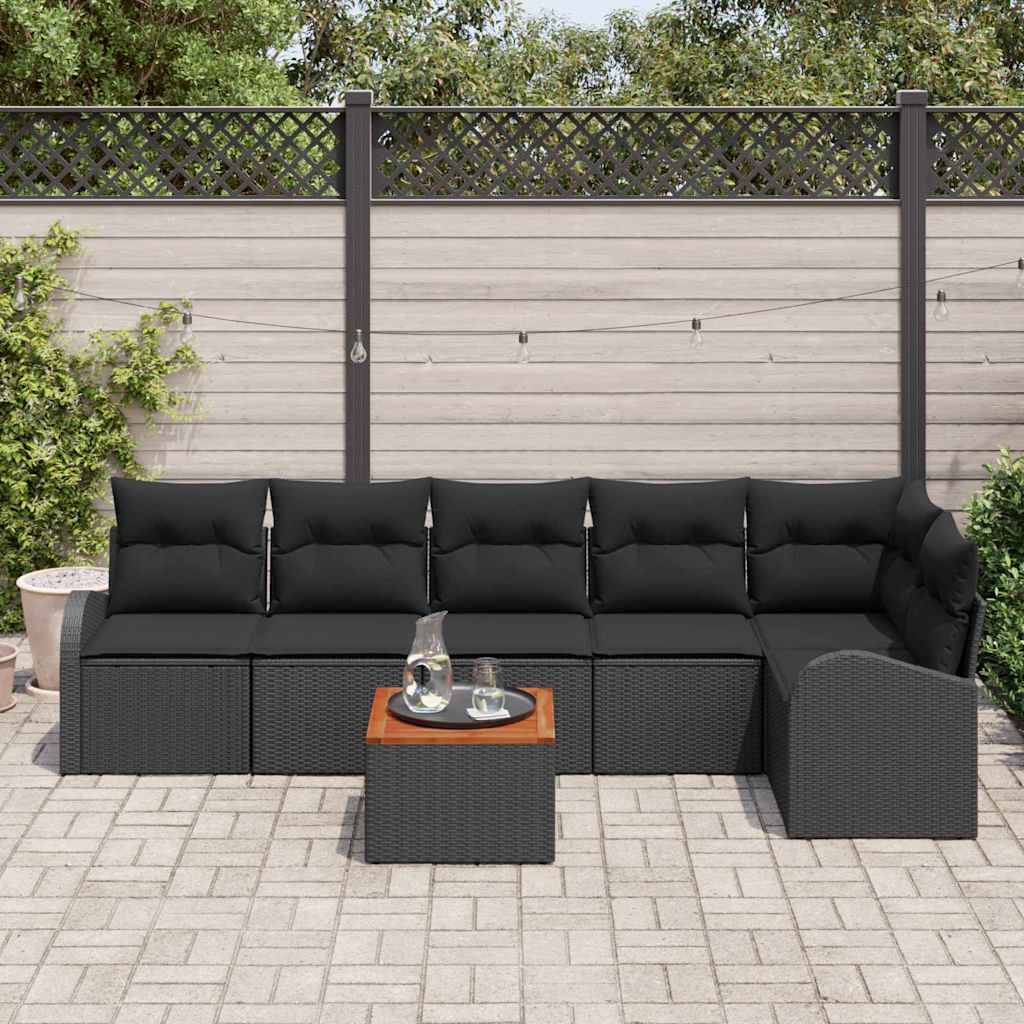 Sjedeća garnitura za vrt 7 kom. Crna poliratan 289 x 124 x 69 cm