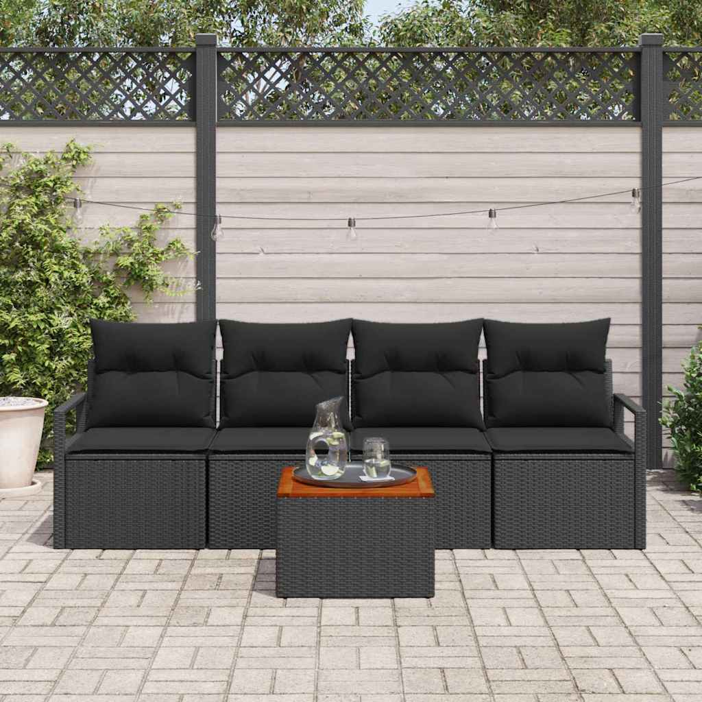 Sjedeća garnitura za vrt 5 kom. Crna poliratan 230 x 62 x 69 cm