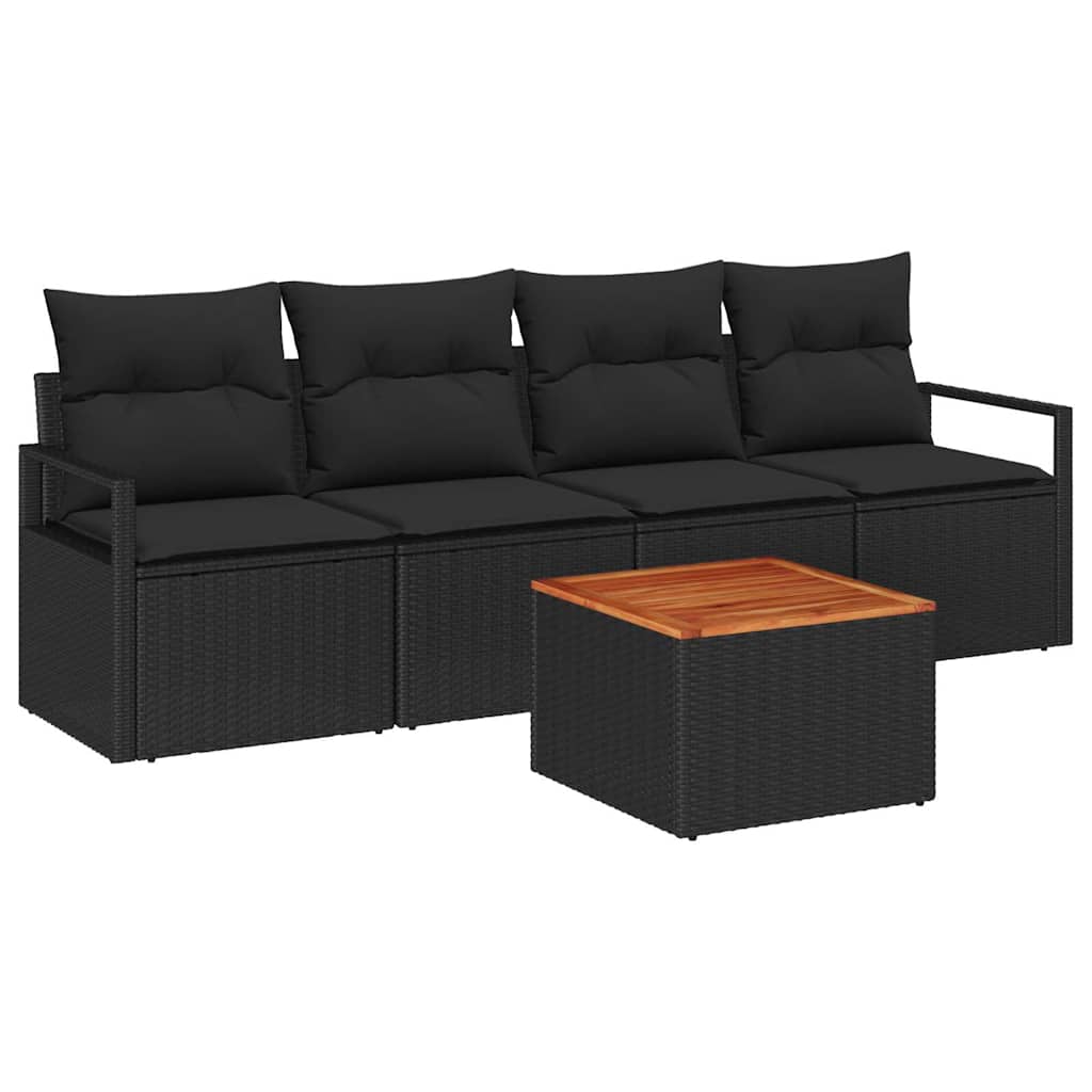 Sjedeća garnitura za vrt 5 kom. Crna poliratan 230 x 62 x 69 cm